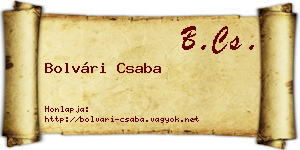 Bolvári Csaba névjegykártya