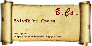 Bolvári Csaba névjegykártya